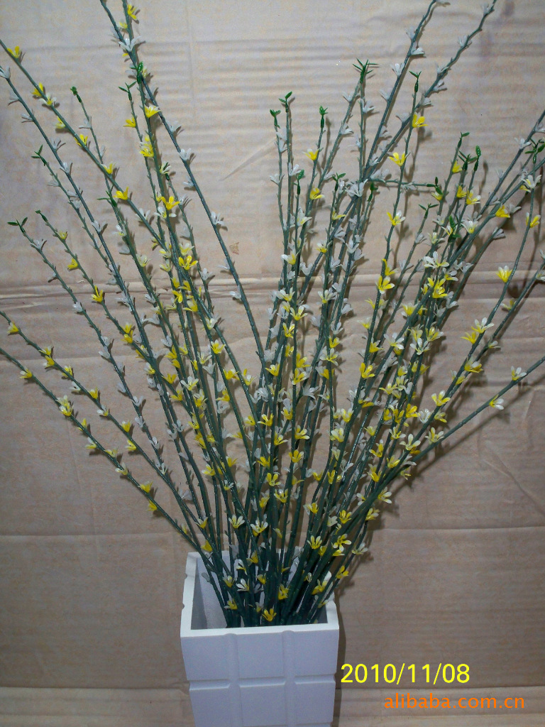 批发采购仿真植物-大把飘雪兰 多色绿柳絮柳芽