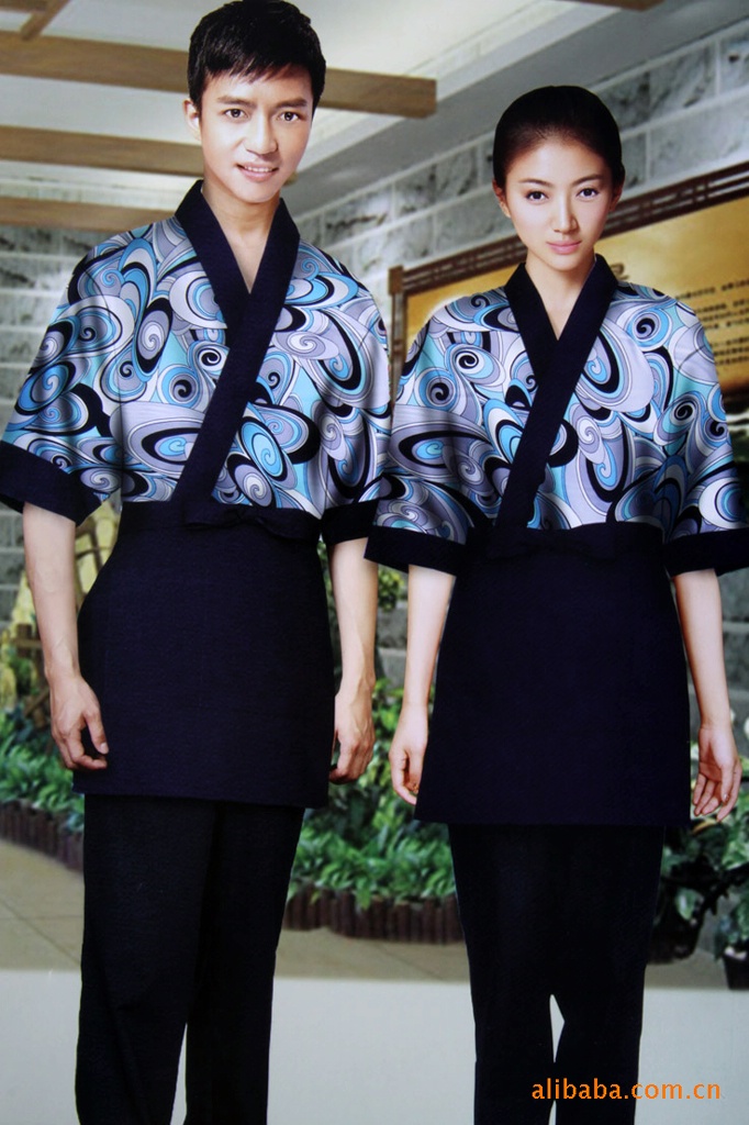 酒店餐饮服务员工作服唐装旗袍民族服饰厂家热