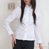 春装新款韩版职业女装女士百搭立领花边女式修身长袖白衬衫