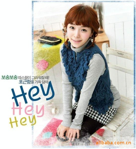 针织背心-批发代理韩版秋冬季个性<em>手织</em>圆领纯