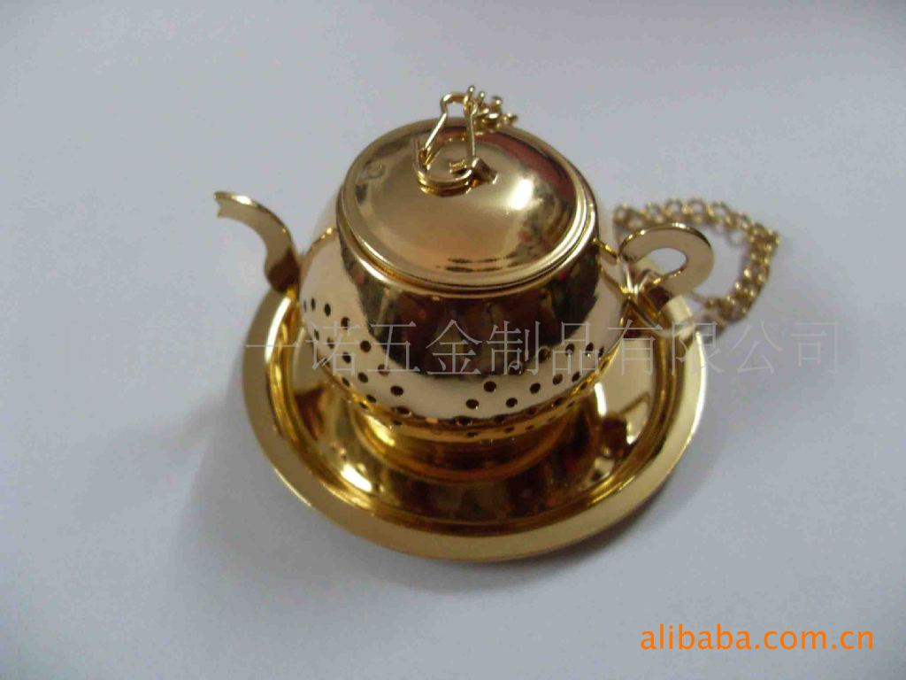 供应D-022P镀金茶球,茶隔,茶叶过滤网茶隔茶具 不锈钢茶具
