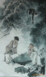 国画字画低价批发收藏送礼佳品六尺三开人物1069