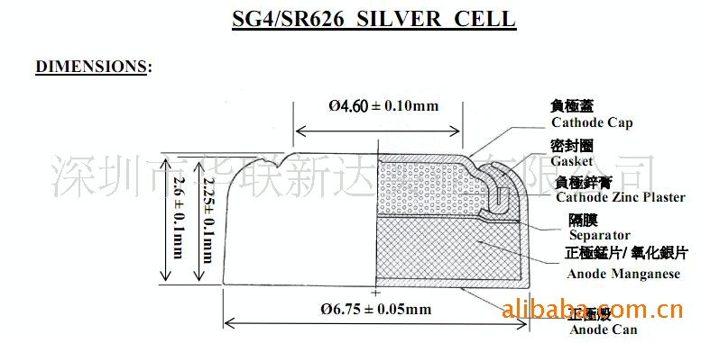 【供应氧化银SR626 SG4钮扣电池,25MAH】