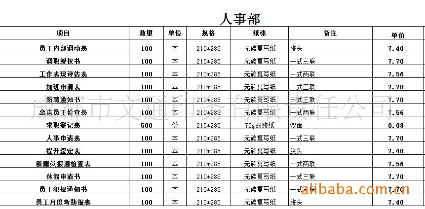 【【专业供应商】星级酒店专业管理表格特价】