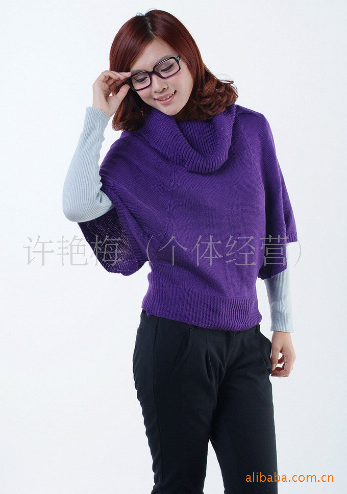 厂家直供 韩版高领短款蝙蝠衫女式毛衣1件起批