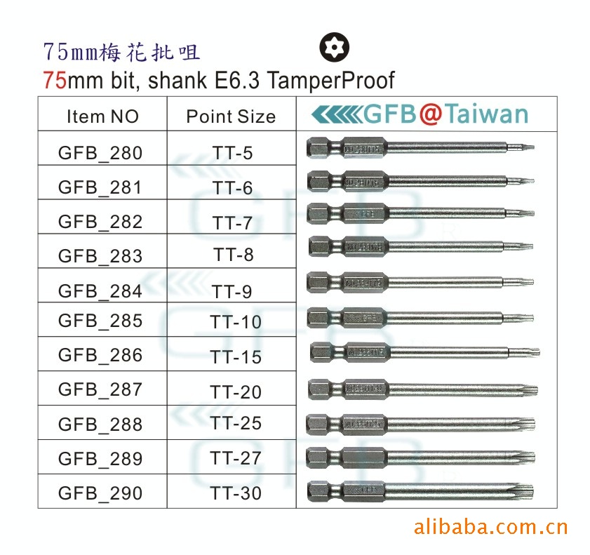 供应欧邦 torx螺丝刀 星型批咀 梅花批头