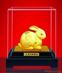 正品纯锡坊金兔添禄 高档开业礼品 绒沙金兔