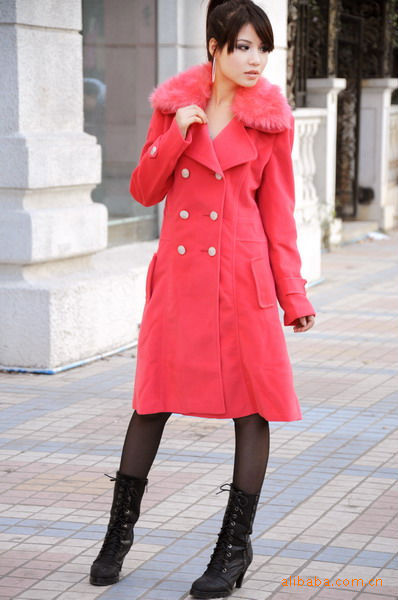 0873#2010冬新款 韩版修身长款羊毛呢大衣 带