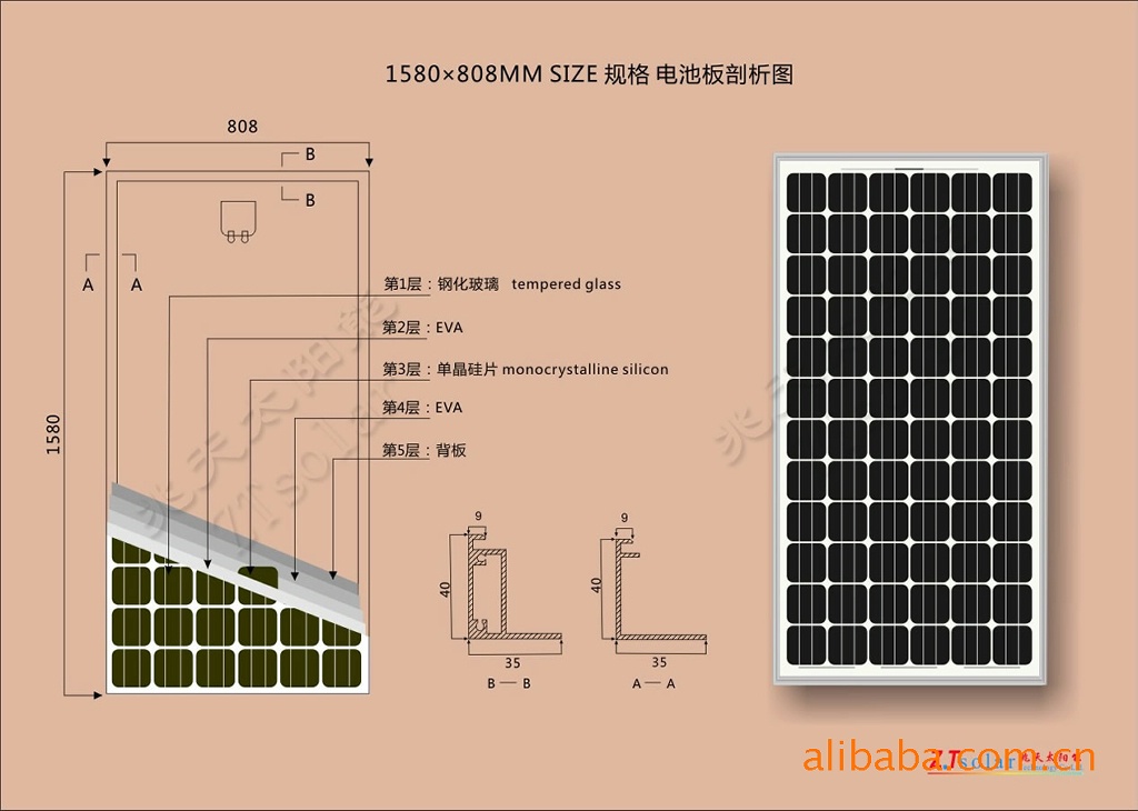 ZT180W 单晶硅\/多晶硅太阳能电池板太阳能电