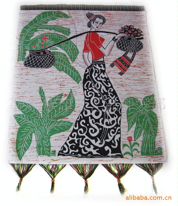 贵州蜡染裱画 蜡染重彩画 云南民族画 民族手工