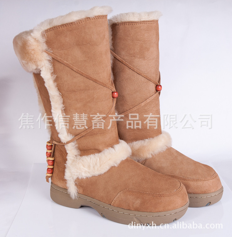 【澳洲羊皮高筒靴 女式雪地靴 平底靴 专业生产