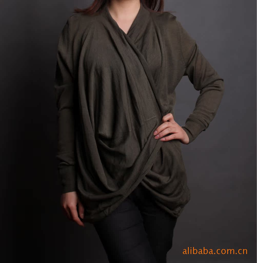 <em>服装</em>加工厂批发零售 优雅垂坠<em>女针织开衫图片</em>