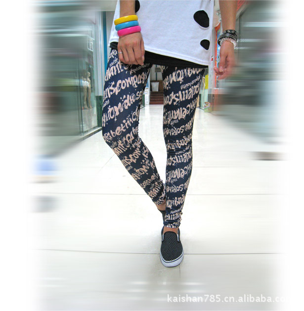 打底裤批发 u213牛奶丝英文小字母打底裤内搭