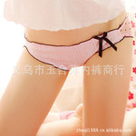 411# 韩版 蕾丝蝴蝶结三角裤 花边可爱 点点透明 透气棉 女士内裤