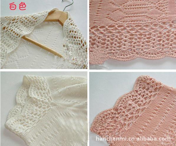 【韩版SZ<em>镂空</em>手钩<em>花边</em>七分袖披肩外套/针织衫