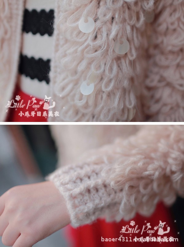 2011秋冬女装<em>外套</em> 厚<em>毛衣</em>韩版<em>亮片</em>毛线<em>短款毛</em>