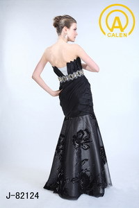 供应变色龙抓折网印花钉珠晚礼服图片,供应变