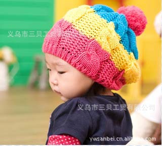 批发采购帽子-韩版儿童帽子 菠萝帽 彩虹帽子 
