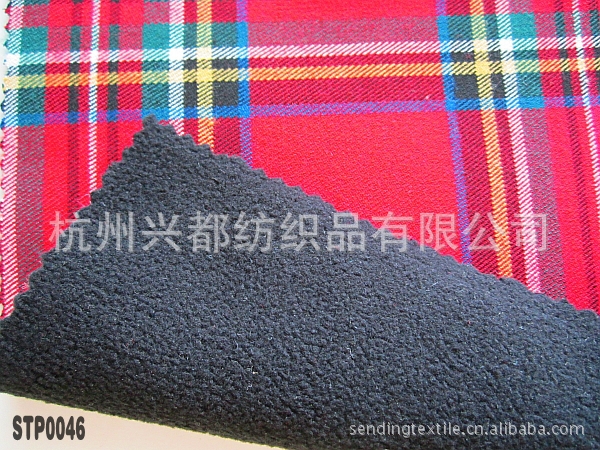 STP0046 TR色织布+PU膜+摇粒绒