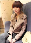 2011新款秋冬装 韩国仿真兔毛领 毛呢机车小外套 X2185