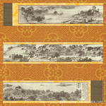《清明上河图》皮雕画,清明上河图皮雕画,清明上河图欧卡皮雕画