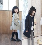 廠傢直銷2011秋童裝批發b2w2韓版氣質母女雙排扣風衣/外套大衣