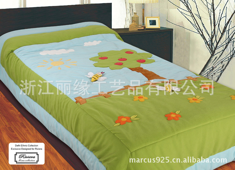【供应贴布绣儿童被,儿童床品套件】价格,厂家,图片,被子、蚕丝被、羽绒被,浙江丽缘工艺品有限公司-马可波罗网