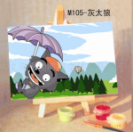 M057灰太狼 10*15diy迷你数字油画 儿童生日礼物 儿童绘画产品