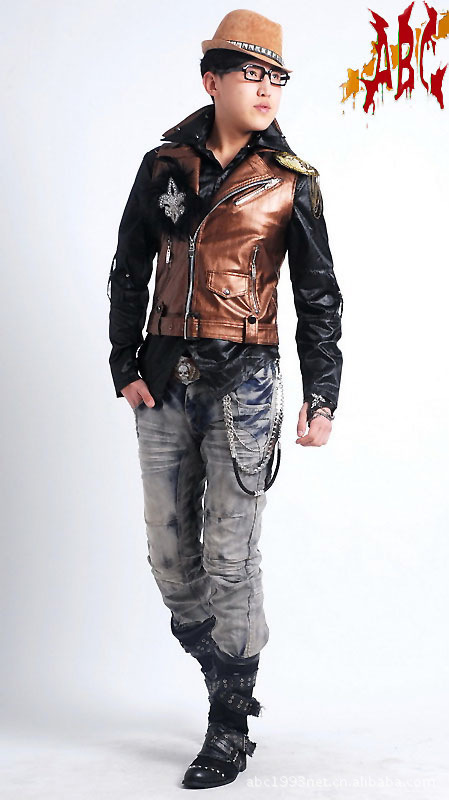 2013韩版<em>男式</em>金色拉链<em>马甲</em> 非主流<em>舞台</em>朋克休