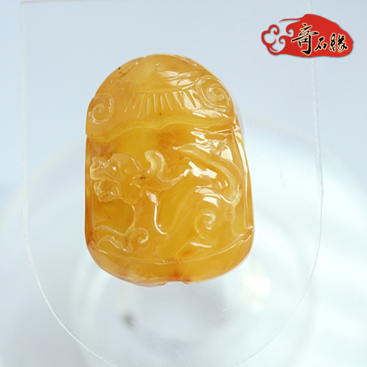 【【奇石缘】纯天然俄罗斯波罗的海琥珀雕刻螭