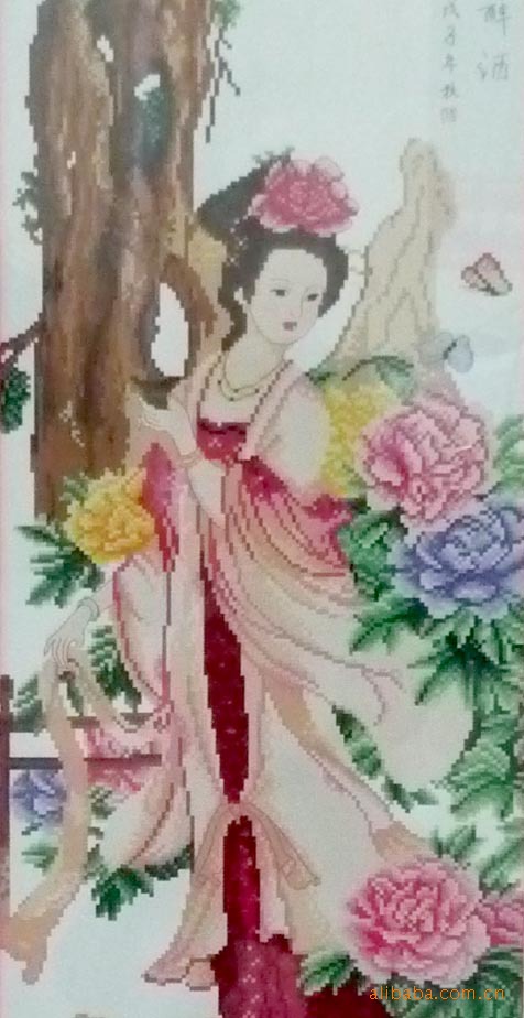 【<em>四大美女</em> 贵妃 精细装裱的纯手工<em>成品十字绣</em>