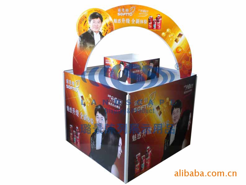 大量供应外贸纸货架,化妆品形象堆头.量身定做,优质纸,铁展示