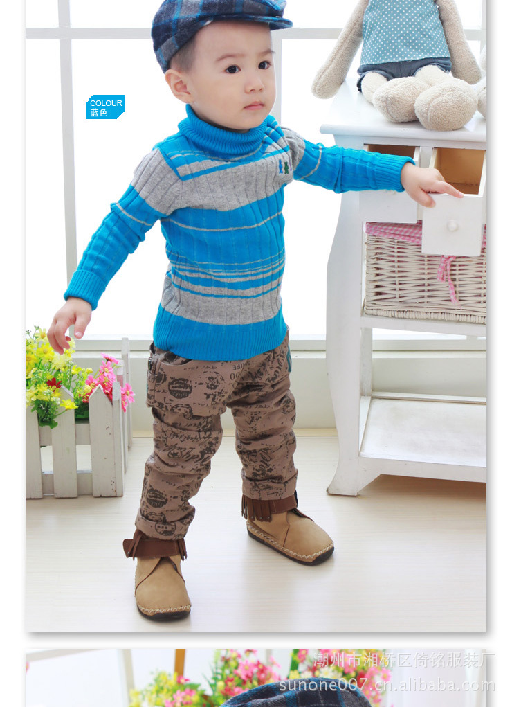 得意布屋 <em>品牌</em>童装 2103<em>高领</em> <em>纯棉</em>男童<em>打底毛衣</em>