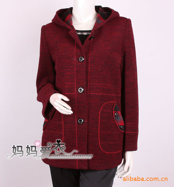 特价拉毛<em>中老年服装</em>秋冬装<em>外套呢子</em>时尚妈妈装