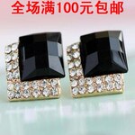 0331 新款欧美大牌风范饰品 时尚奢华黑宝石镶钻耳环耳钉 批发
