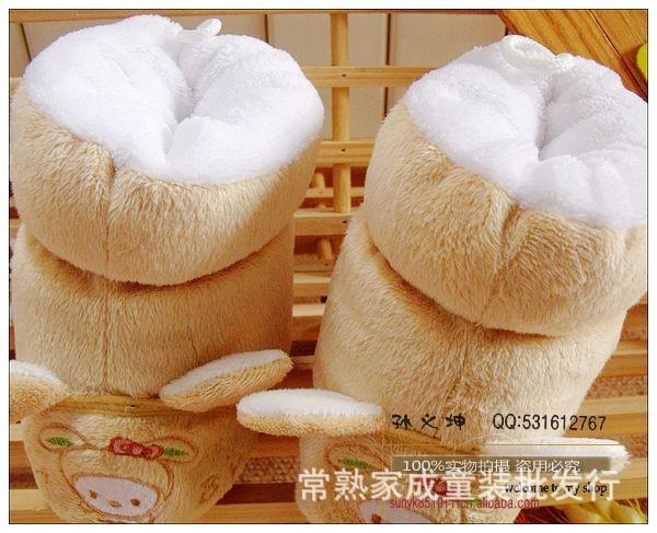 冬款 新生儿天鹅绒加厚高筒卡通保暖鞋\/学步鞋