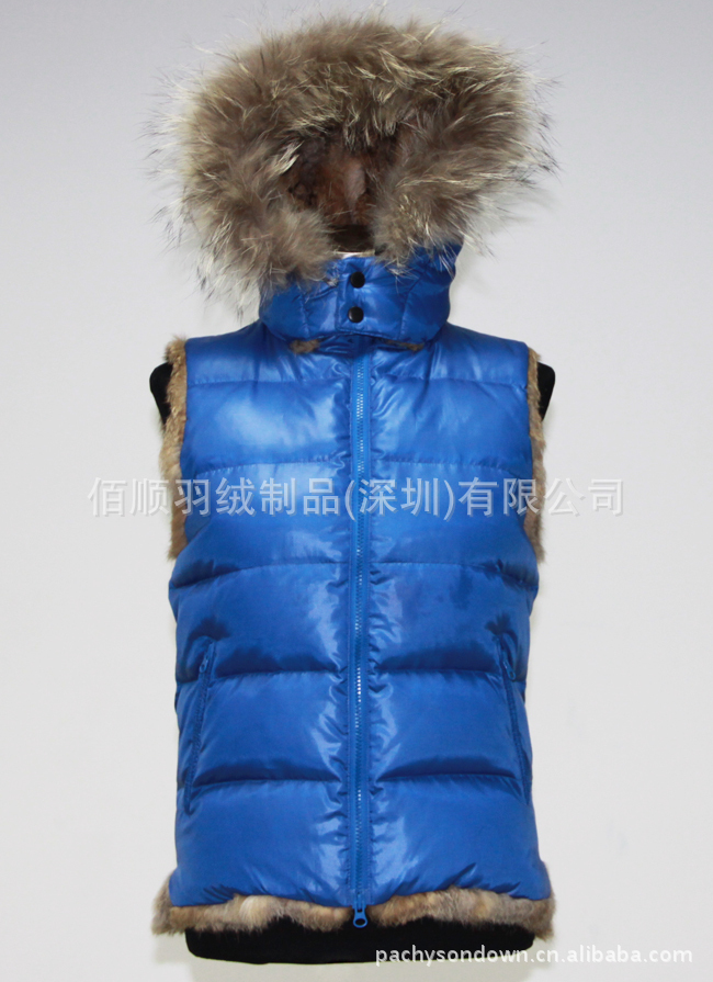 【毛毛里连帽毛条防水<em>保暖</em>女装羽绒服<em>马甲</em>背心