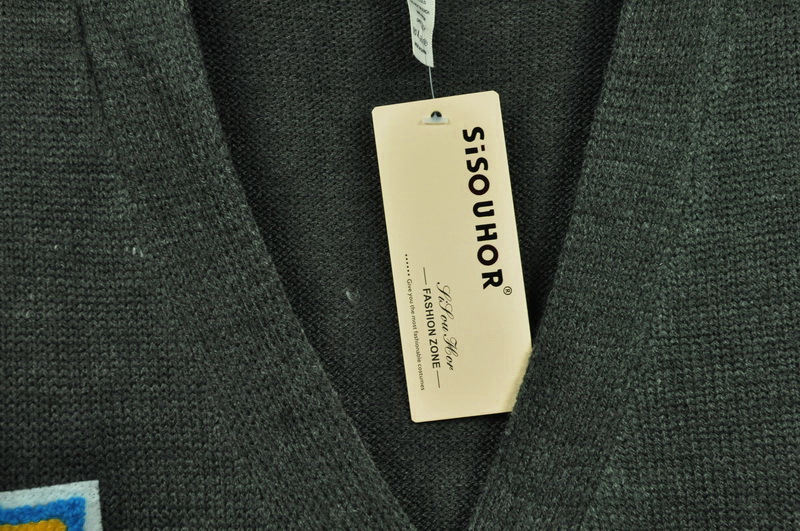 【植绒<em>英文</em>字母 <em>开衫毛衣</em>批发 X20662 休闲女