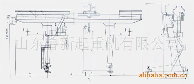 供应mg型 50t-50/10t 双梁吊钩门式起重机