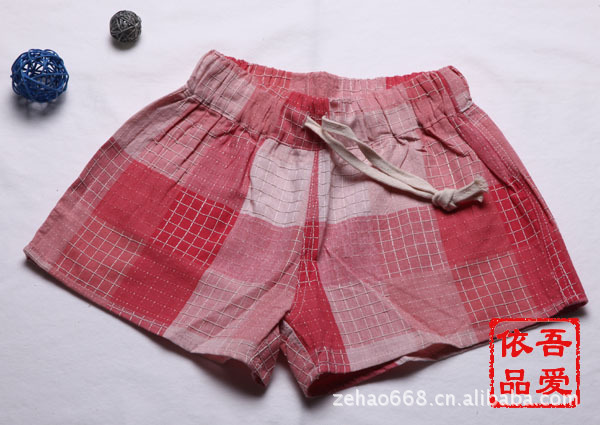【T130<em>英伦风格</em>全棉格子<em>短裤</em> 夏季超酷女裤 清