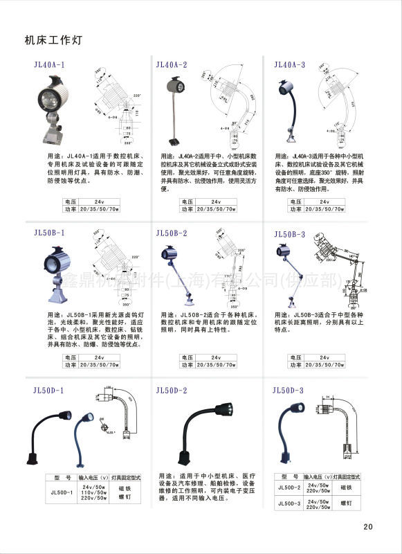 供应各种数控机床工作灯 卤钨泡工作灯 防水工作灯