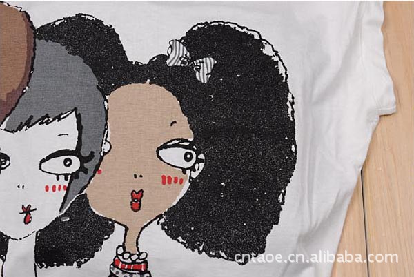 VEOCF<em>时尚3姐妹</em>T恤,印花t恤,韩版t恤,短袖女式