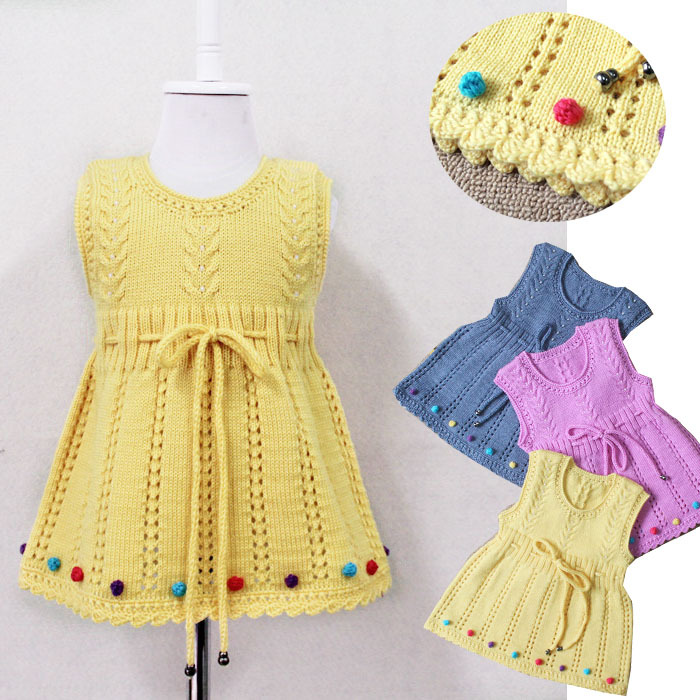 宝宝毛衣婴儿毛衣裙纯<em>手工编织</em>羊毛<em>儿童</em>毛衣背