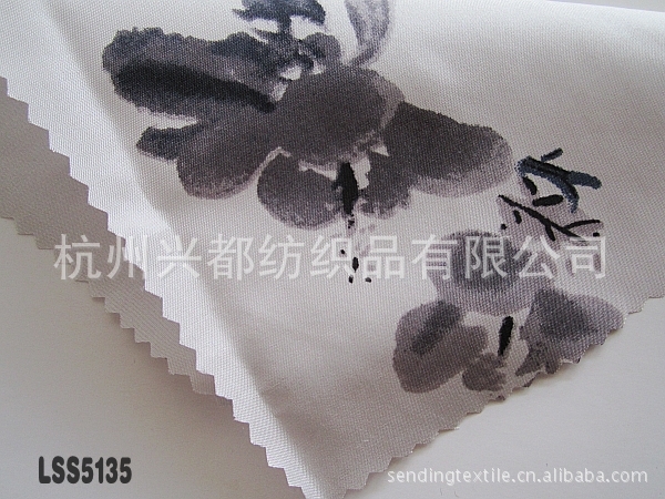 LSS5135仿水墨国画印花电力纺100%真丝绸15mm114cm 