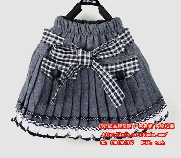 春季爆款 杭州供应韩版热销儿童格子腰带短裙
