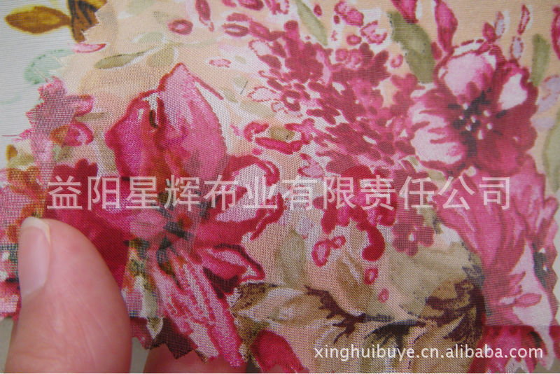 雪纺印花,雪纺花朵树叶印花,落花飘零,9662