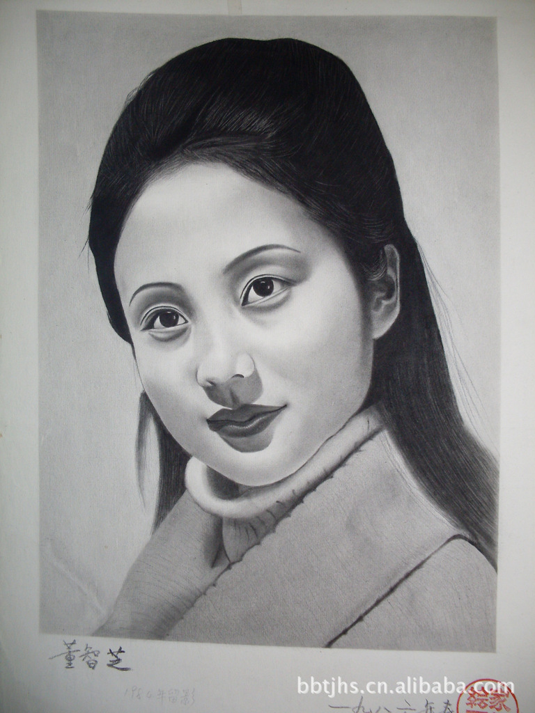 中国炭精画艺术—人物肖像画纯手工绘制