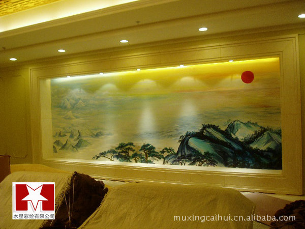 某星级酒店走廊壁画武汉手绘墙案例一 阿里巴