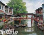 高质量中式建筑油画 江南水乡 酒店 酒吧 会所 别墅 客厅装饰画