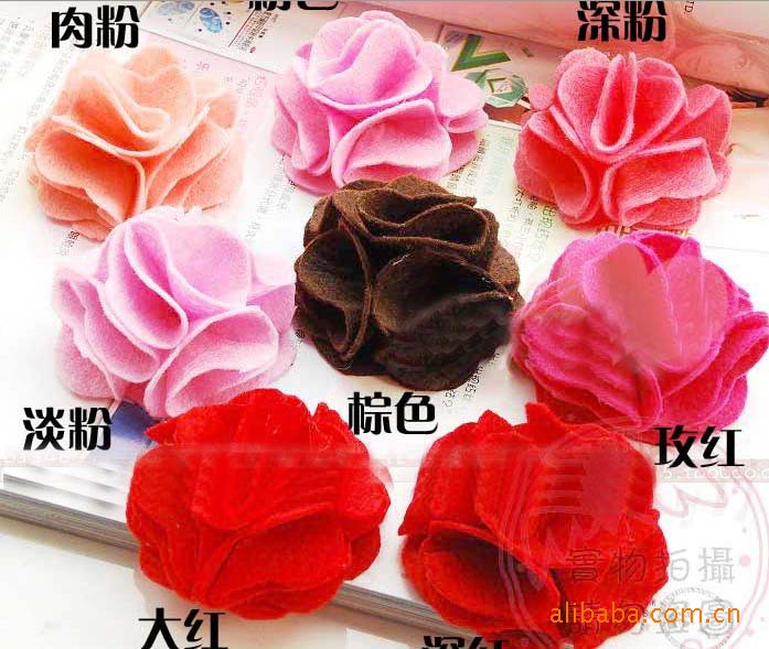 <em>毛绒</em>尼料布艺花朵发圈混色发 花苞头/包头 19个